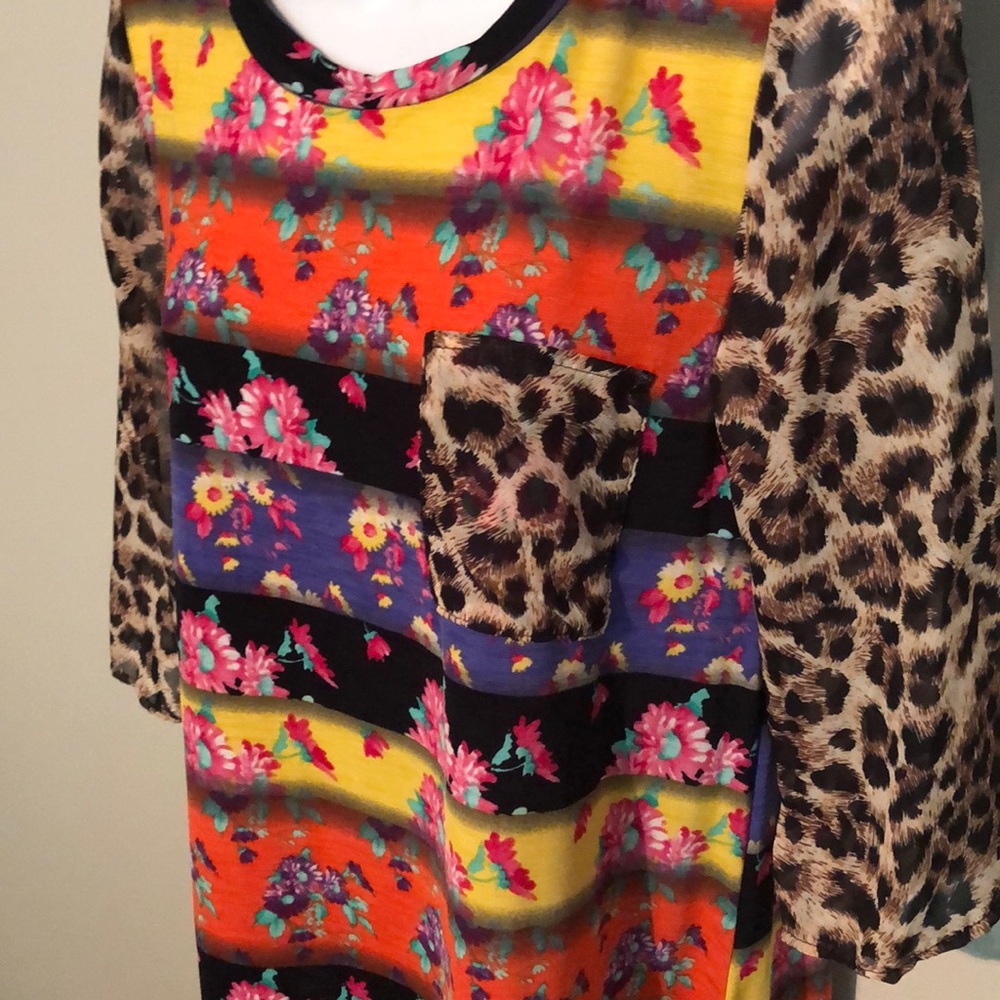 NWOT Boutique Floral & Animal Print Top